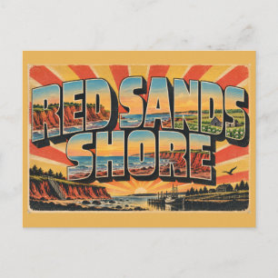 Red Sands Shore PEI Red Cliffs Farmland Art Postcard