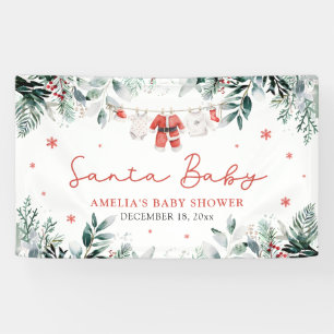 Red Santa Baby Christmas Baby Clothes Baby Shower Banner