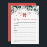 Red Santa Baby Christmas Baby Prediction Game Invitation<br><div class="desc">The Red Santa Gender Neutral Santa Baby Clothes Christmas Santa Baby Prediction Game adds a delightful and festive touch to your holiday baby shower! Featuring a charming design with red snowflakes, eucalyptus greenery, and adorable Santa-inspired baby clothes, this game invites guests to predict fun details about the baby, such as...</div>