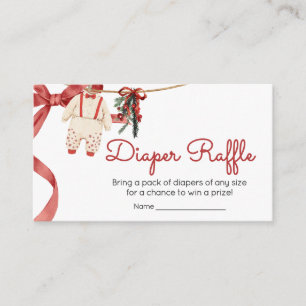 Red Santa Baby Christmas Baby Shower Diaper Raffle Enclosure Card