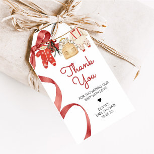 Red Santa Baby Christmas Baby Shower Favour Tags