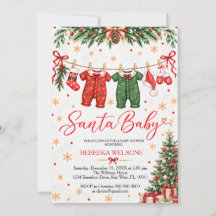 Red santa baby christmas baby shower