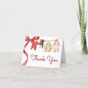 Red Santa Baby Christmas Baby Shower  Thank You Card