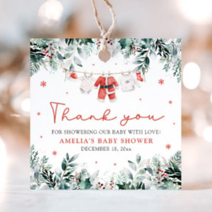 Red Santa Baby Christmas Clothesline Baby Shower Favour Tags