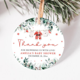 Red Santa Baby Christmas Clothesline Baby Shower Favour Tags