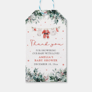 Red Santa Baby Christmas Clothesline Baby Shower Gift Tags