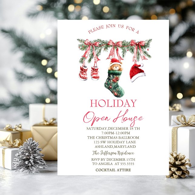 Red Santa Baby Christmas Clothesline Open House  Invitation (Creator Uploaded)