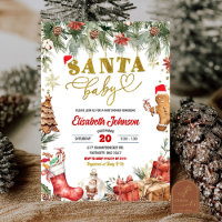 Red Santa Baby Floral Christmas Baby Shower