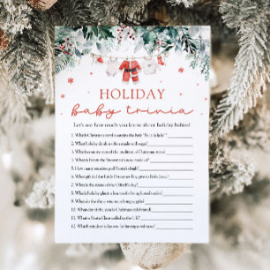 Red Santa Baby Shower Holiday Baby Trivia Game Invitation