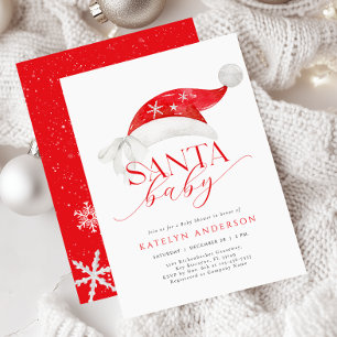 Red Santa Baby Shower Invitation