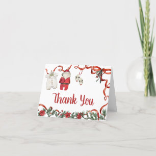 Red Santa Christmas Baby Shower Thank You Card