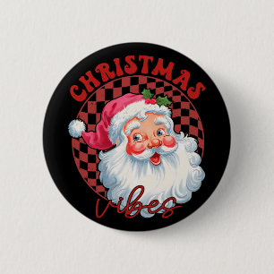 Red Santa Christmas Vibes Vintage Pink Santa Claus 6 Cm Round Badge