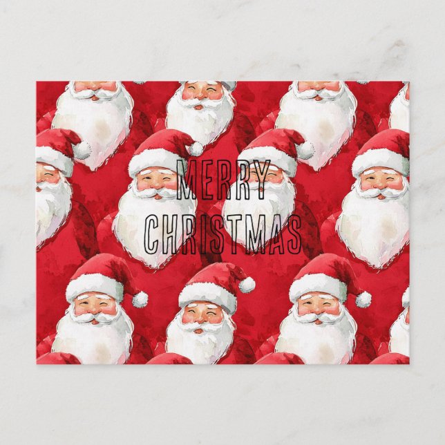 Red Santa Claus Christmas Postcard (Front)