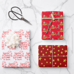Red Santa Claus Christmas Wrapping Paper Sheet