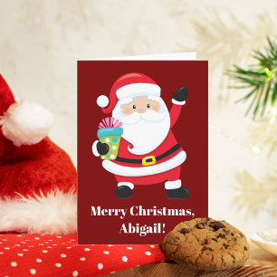Red Santa Claus Customised Kids Christmas Card