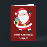 Red Santa Claus Customised Kids Christmas Card<br><div class="desc">Personalised red Santa Claus card for your kids Christmas. Customise your children's holiday presents to and from with their custom name under smiling Papa Noel in his jolly red Christmas suit.</div>