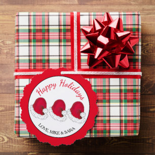 Red Santa Claus Hat Christmas Happy Holidays Tree Decoration Card