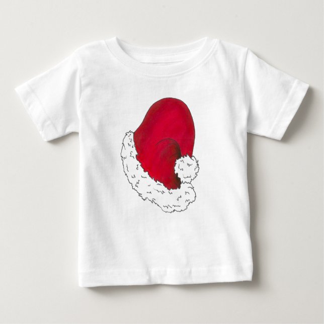 Red Santa Claus Hat Merry Christmas Xmas Holiday Baby T-Shirt (Front)