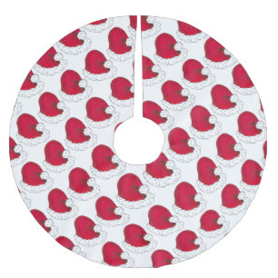 Red Santa Claus Hats Christmas Holiday St. Nick Brushed Polyester Tree Skirt
