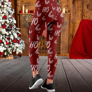Red Santa Claus Ho Ho Ho Christmas Leggings