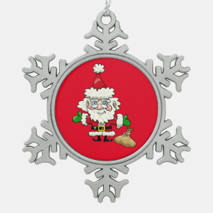 Red Santa Claus Snowflake Pewter Christmas Ornamen Ornament