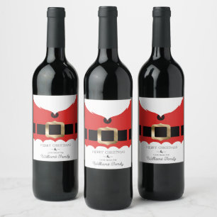 Red Santa Coat Christmas Wine Label