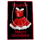 Red Santa Dress Personalised Gift Bag