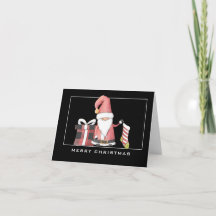 Red  Santa Gnome with Stocking & Gift Christmas
