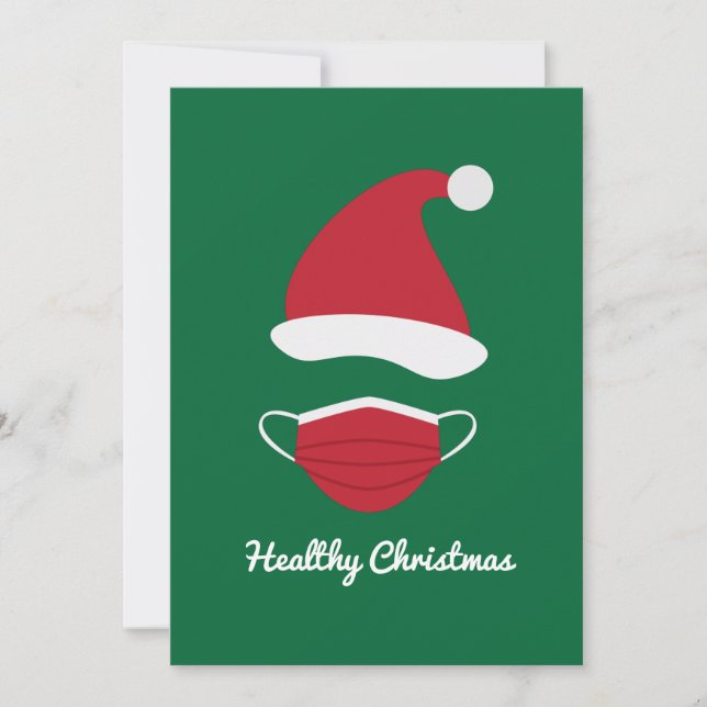 Red Santa hat and face mask Holiday Card (Front)