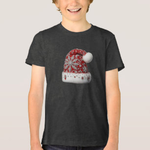 Red Santa Hat Boys T-Shirt Tri-Blend Shirt