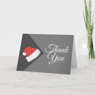 Red Santa Hat, Casual Modern Christmas Wedding Thank You Card