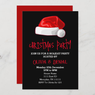 Red Santa Hat Christmas Holiday Black