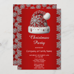 Red Santa Hat Christmas Party Invitation
