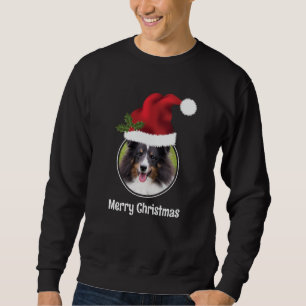 Red Santa Hat Custom Photo Template & Text Sweatshirt