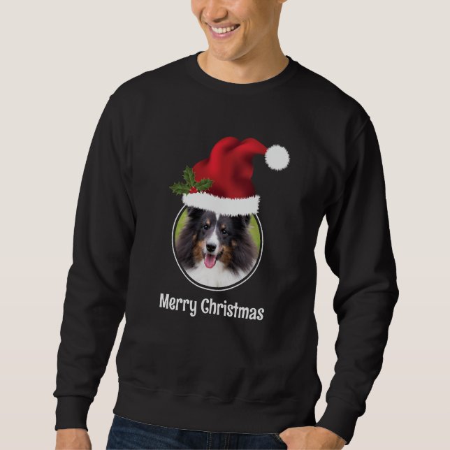 Red Santa Hat Custom Photo Template & Text Sweatshirt (Front)