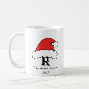 Red Santa Hat Monogram Family Christmas Coffee Mug