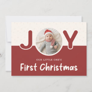 Red Santa Hat Photo Baby's First Christmas Holiday Card