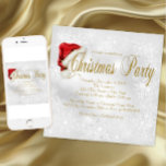 Red Santa Hat Snowflake Christmas Party Inivtation Invitation<br><div class="desc">Santa hat white and gold snowflake Christmas party invitation with cute red Santa hat on a pretty snowflake background. This elegant snowflake Christmas party invitation is easily customized for your event by simply adding your details in the font style and color of your choice. This is a printed design with...</div>
