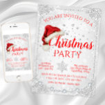 Red Santa Hat Snowflake Christmas Party Invitation<br><div class="desc">Christmas party invitations with cute red Santa hat on a beautiful red and white diamond and snowflake winter wonderland background. These cute red and white Christmas party invitations are easily customised for your event by simply adding your details.</div>