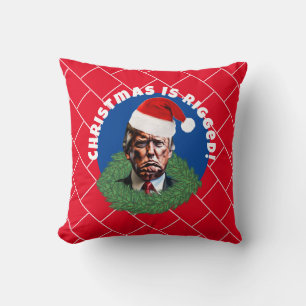 Red Santa Hat Trump Rigged Christmas Cushion