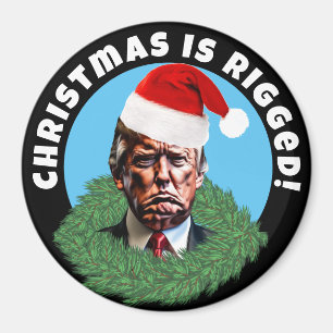 Red Santa Hat Trump Rigged Christmas Magnet