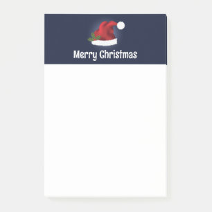 Red Santa Hat With Christmas Holly And Custom Text Post-it Notes