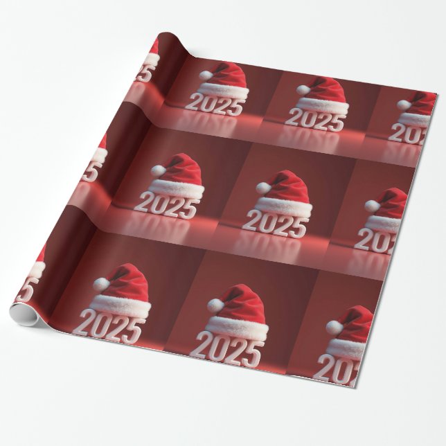 red santa hat wrapping paper (Unrolled)
