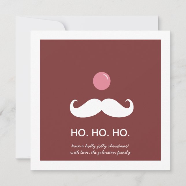 Red Santa Moustache Christmas Photo Flat Cards (Front)