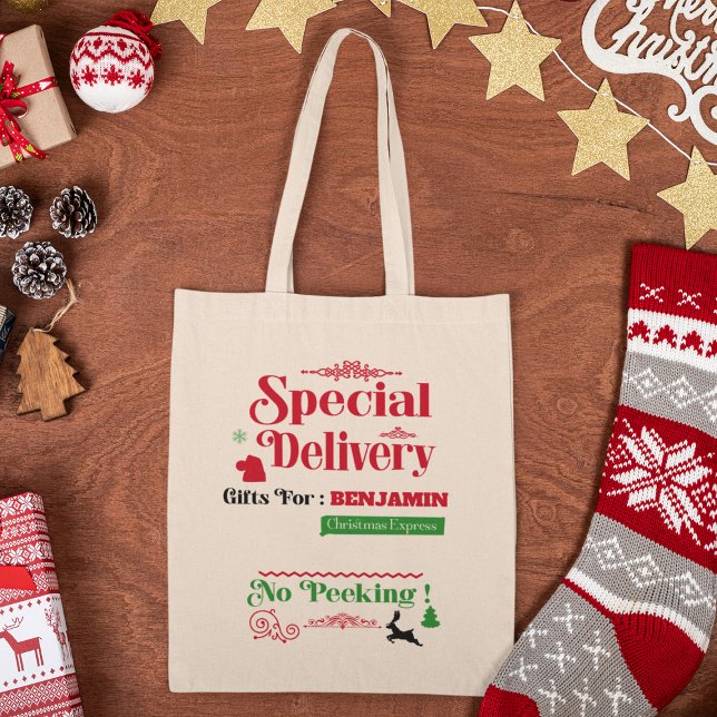 Red Santa Sack North Pole Delivery Merry Christmas Tote Bag (Creator Uploaded)