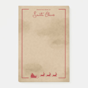 Red Santa Sleigh On Faux Old Worn Paper Look Post-it Notes