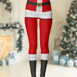 Red Santa Suit Mrs Claus Christmas Costume Festive Leggings<br><div class="desc">It wouldn't be Christmas without a pair of Santa pants and here we have my take on his iconic trousers. A traditional red legging with a black leather belt, gold buckle, faux white fur and black leather boots - all digitally printed to represent the bottom half of a Santa suit....</div>