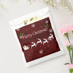Red Santa's Sleigh and Reindeer Favour Bags