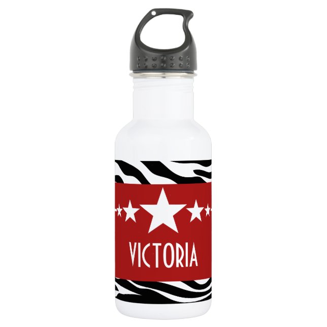 Red Sassy Star Zebra 532 Ml Water Bottle (Front)