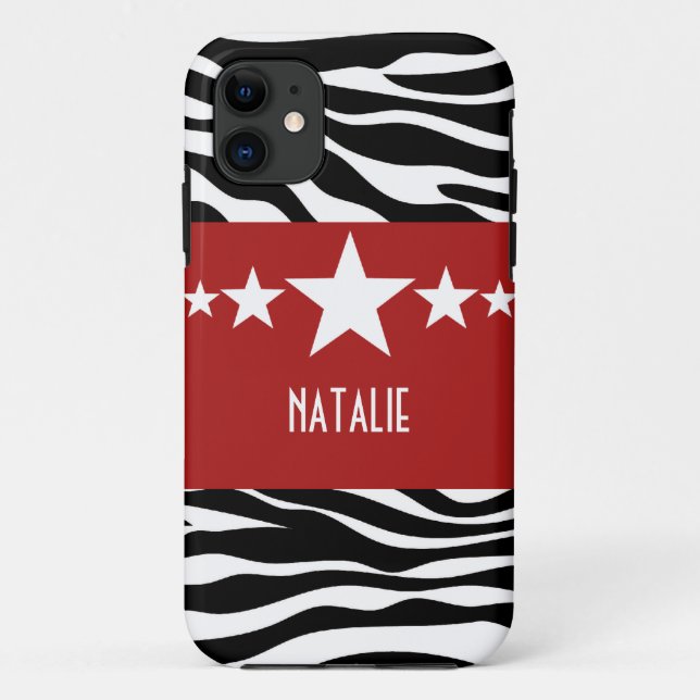 Red Sassy Star Zebra BT iPhone 5 Case (Back)